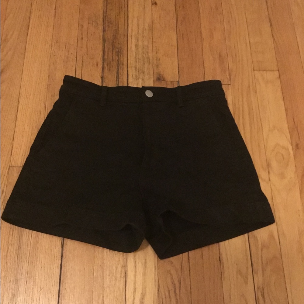 Everlane Black Cotton Twill High Waisted Short